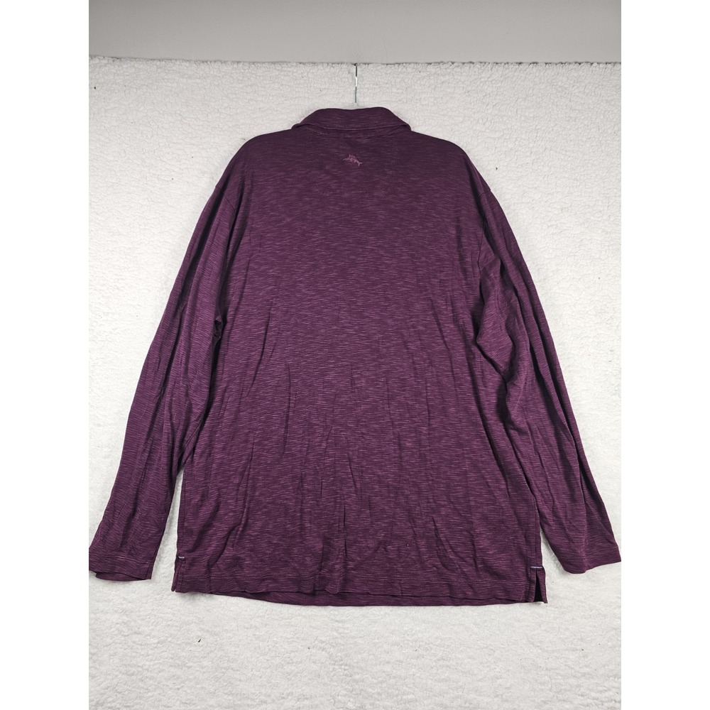 Tommy Bahama Men's XL Purple Long Sleeve Polo Shirt Tencel Cotton Heather Stripe - Picture 11 of 11